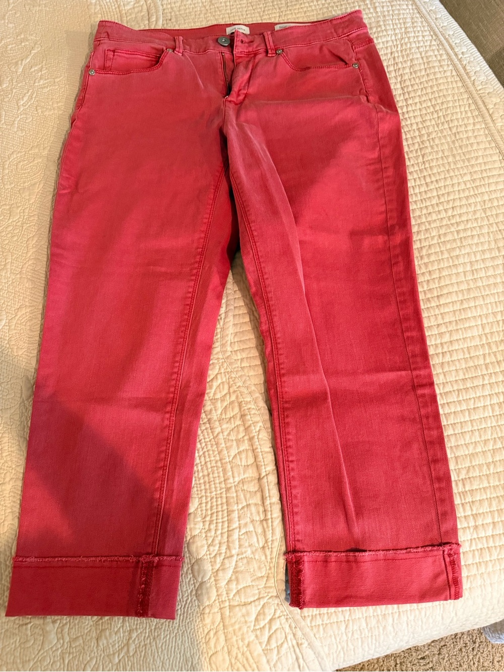 J.Jill Petite Denim Cropped Jeans - Coral Red